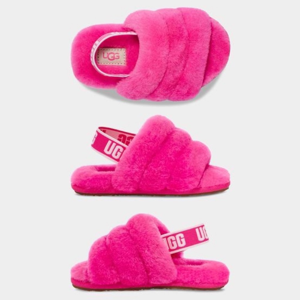 Like New! UGG Fluff Yeah Slide in Rock Rose Size 8 (toddler)